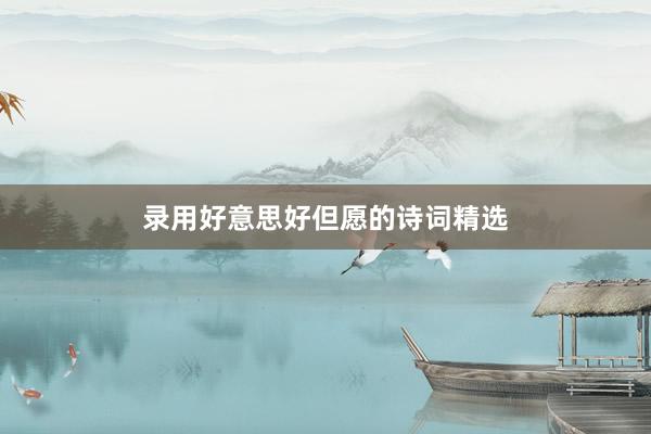 录用好意思好但愿的诗词精选